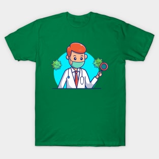 Doctor Searching for Virus Cartoon T-Shirt